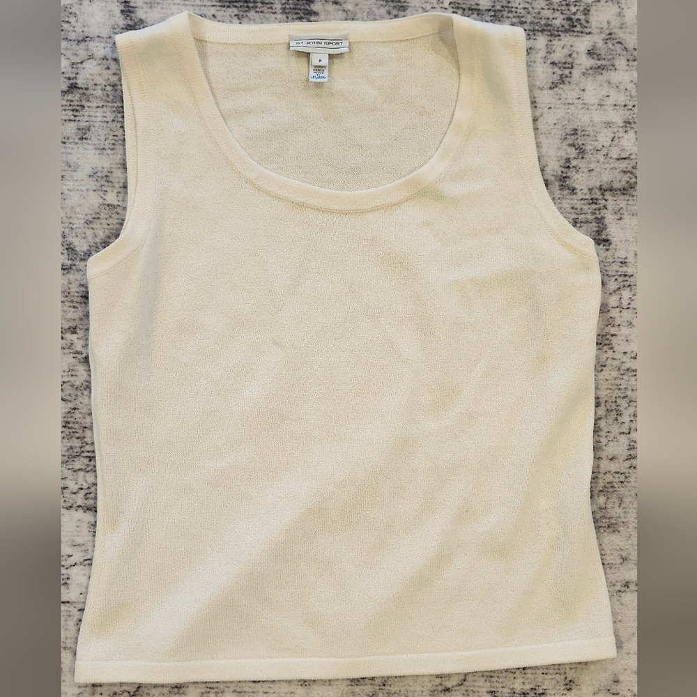 NWOT St. John Sport $295 Wool Top Size S Petite (Fits Like Regular XS-S) Ivory